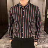 Xituodai Autumn New Korean Fashion Casual Button Down Shirt Men Design Brand Slim Fit Man Shirts Long Sleeve Striped Shirts