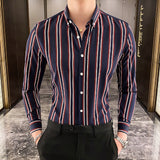 Xituodai Autumn New Korean Fashion Casual Button Down Shirt Men Design Brand Slim Fit Man Shirts Long Sleeve Striped Shirts