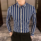 Xituodai Autumn New Korean Fashion Casual Button Down Shirt Men Design Brand Slim Fit Man Shirts Long Sleeve Striped Shirts