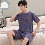 Xituodai Summer Knitted Cotton Cartoon Duck Print Sleepwear Pajama Sets for Couples Short Suits Young Lovers Pajamas 4XL Homewear Fashion