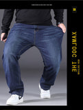 Xituodai Men&#39;s Large Size Jeans Elastic Band Big 10XL Oversize High Waist Loose Pant Husband Plus Size Fat Loose Black Male Denim Trouser