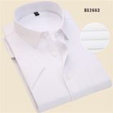 Xituodai Summer business work shirt square collar short sleeved plus size S to 7xl solid twill striped formal men dress shirts no fade